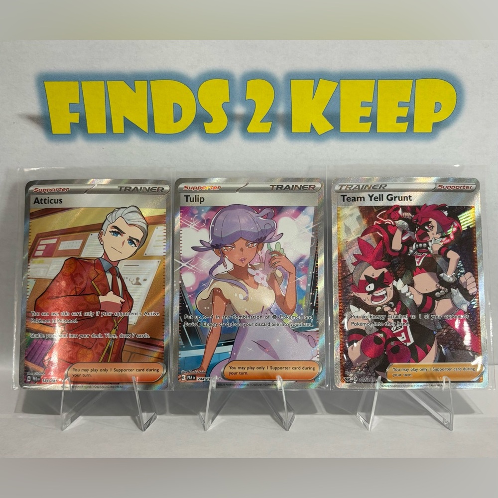 Official Pokemon TCG Trainer Cards 3 Card Lot Atticus Tulip Team Yell Grunt NMT